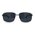 thumbnail image 3 of Polarized Mens Rectangular Metal Rim Gentlemanly Wrap Curved Sunglasses [Gunmetal - Black], 3 of 7