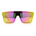 thumbnail image 3 of Polarized Rimless Skeleton Arm Shield Horn Rim Flat Top Plastic Sunglasses Pink - Pink Mirror, 3 of 8