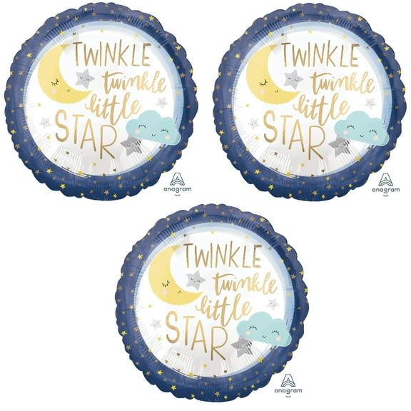 Twinkle Twinkle Little Star Cloud Baby Shower (3) 18" Mylar Balloons