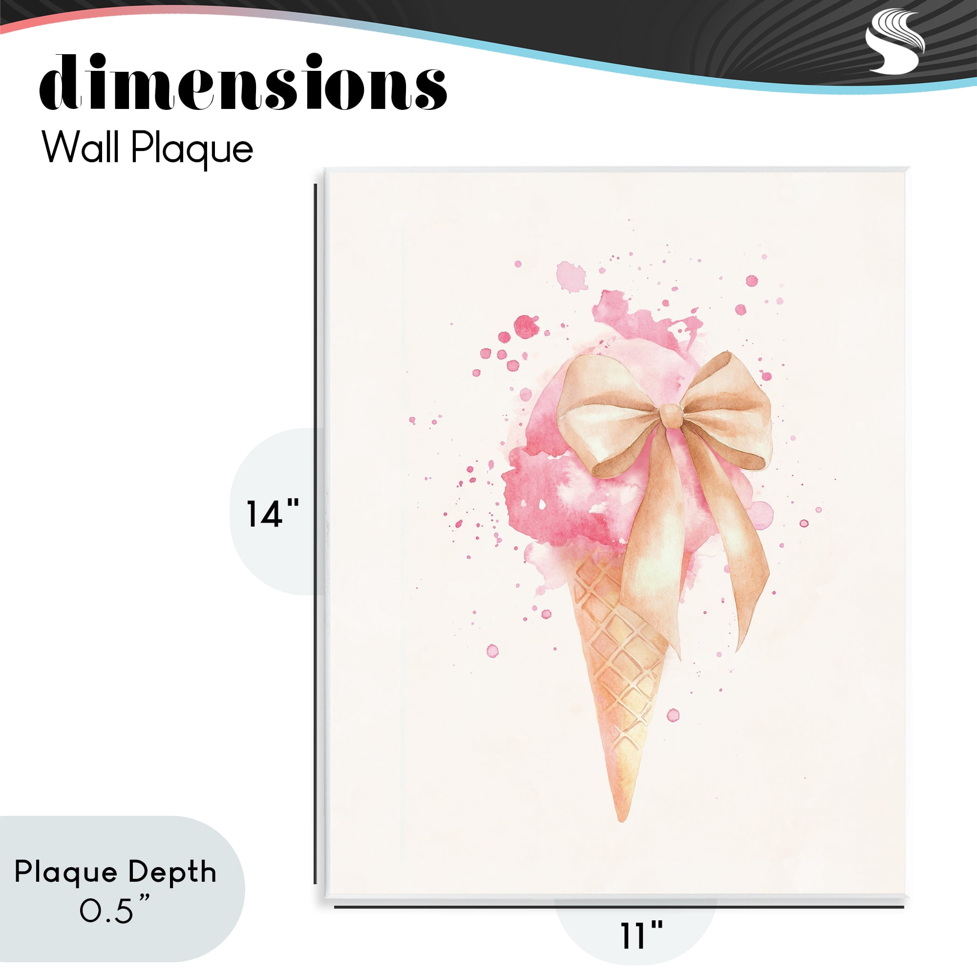 Stupell Industries Icy Charm Ice Cream Cone Wall Plaque Art, design by Svetlana Aleynikova