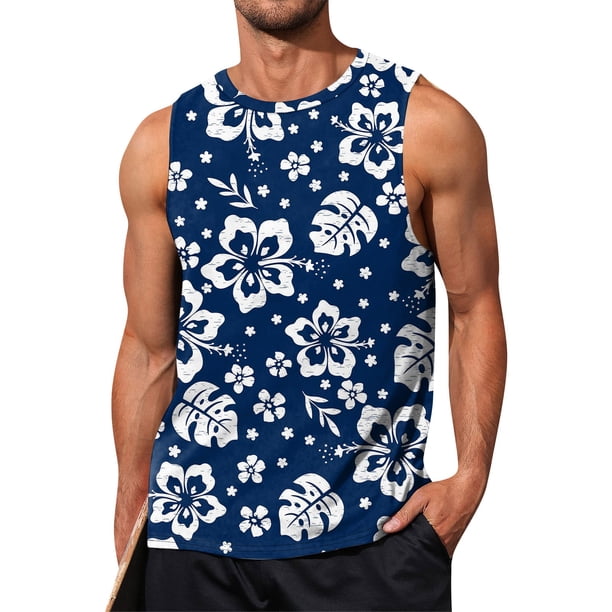 Summer Men's Solid Color Printed Sweat-absorbing Breathable Shoulder Expanding Sleeveless VestXL