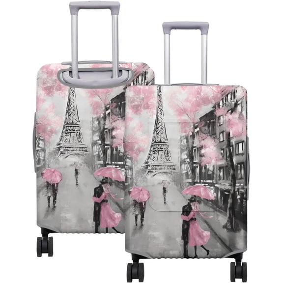 Travel Luggage Cover Suitcase Paris Protector Storage Fits 18-32 Inch Luggage Flower Luggage Protector Wheel Covers Patterned Travel with Pocket Elastic Luggage Anti-scratch Suitcase Cover XL