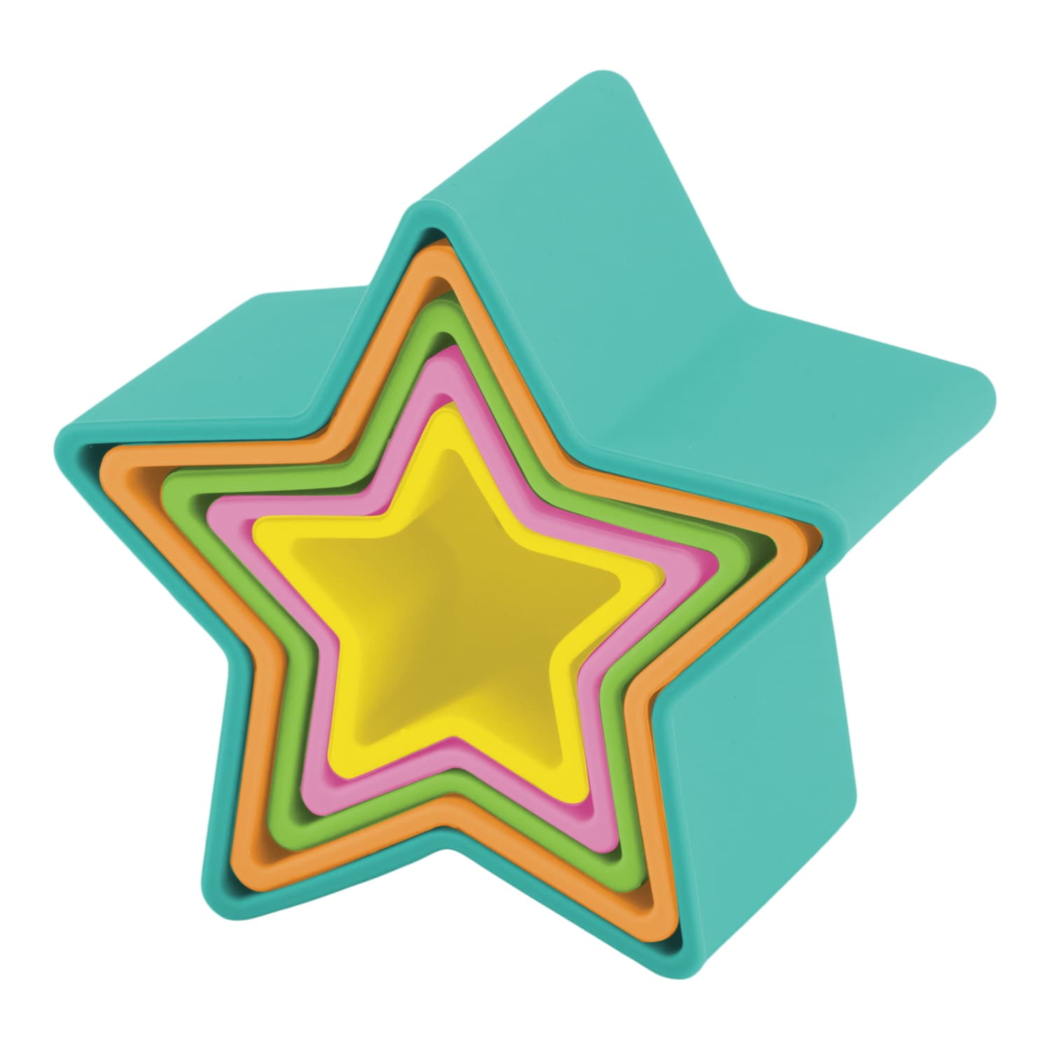 Infantino Stacking Star Rings Silicone Teething Toy, 6-12 Months, Multicolor, 5-Pack