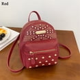 thumbnail image 1 of Fashion Multi-Function PU Leather Rivet Mini Backpacks Small Rucksack Shoulder Bags School Bag RED, 1 of 8
