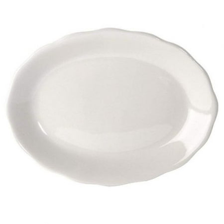 

CAC China SC-12 Seville 9-5/8 American White Ceramic Scallop Edge Oval Platter Case of 24 Each