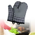 thumbnail image 6 of Splicing Silicone Oven Mitts Pot Holder Gloves Heat Insulated Durable Hanging Heat Resistant Oven Gloves,Kitchen Mitts for Grilling, Barbecue gray, 6 of 8