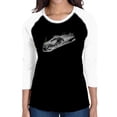 thumbnail image 1 of LA Pop Art Women's Raglan Baseball Word Art T-shirt - Ski, 1 of 2