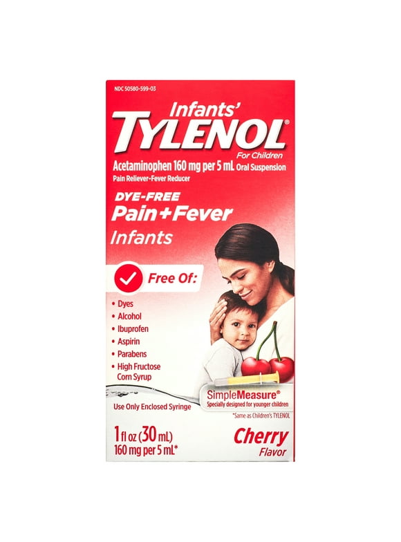 Infants' Tylenol Acetaminophen Medicine, Dye-Free Cherry, 1 fl. oz