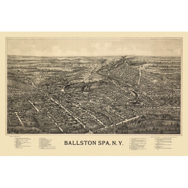 Historic Map of Ballston Spa New York 1891 Saratoga County Poster Print