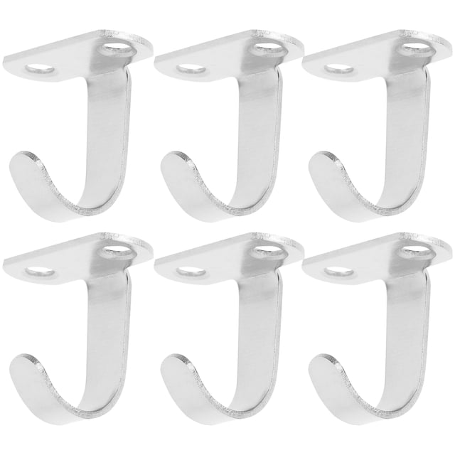Screw Mounted Ceiling Hooks for Home Use Silver Iron Material with Easy Installation and Sturdy Design 6pcs
