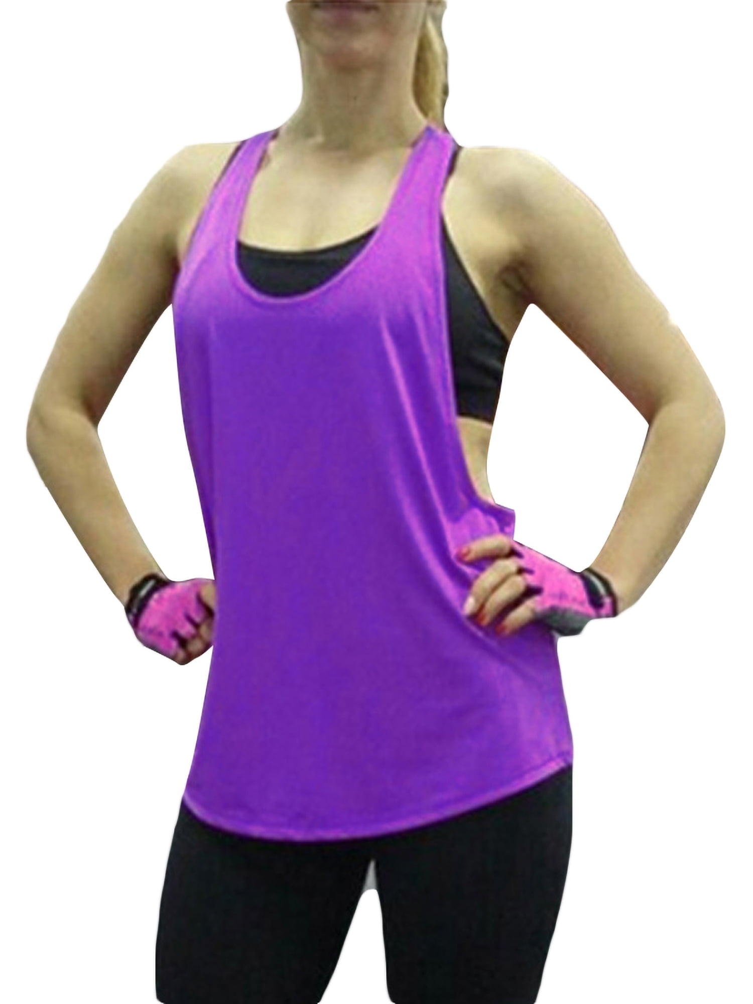 FAFAIR Workout Top With Bra Gym Tank Top Women Loose Racerback Yoga Vest Tops Running Athletic Shirts 