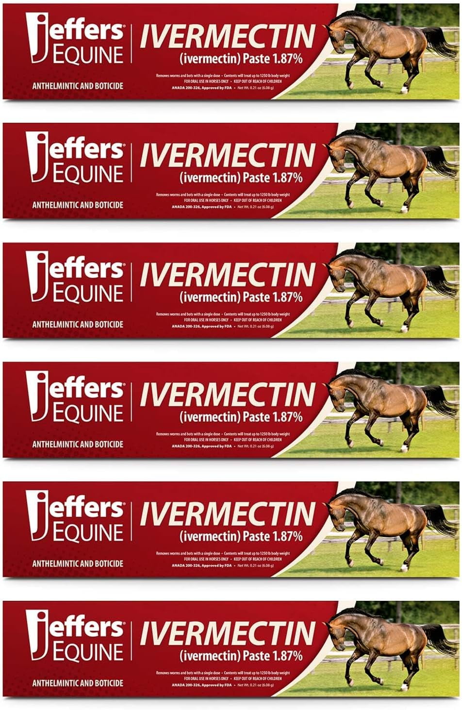 Jeffers Horse Dewormer | 6 Doses | Gel Dewormer for Horses gel ...