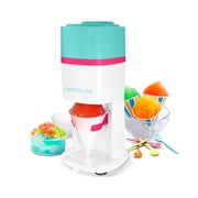 Nostalgia Electric 80 Watt Ice Shaver with Ice Mold & Reusable Cone, Teal & White