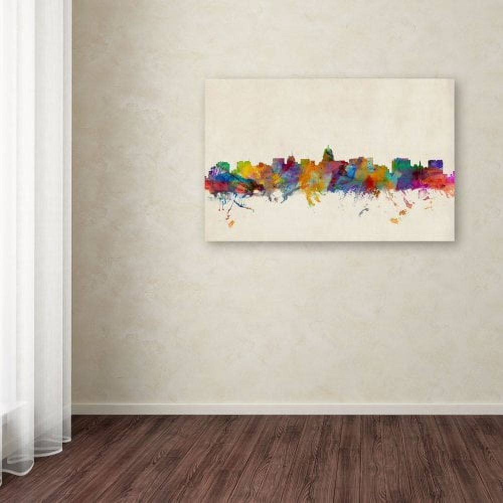 Trademark Fine Art "Madison Watercolor Skyline" Canvas Art by Michael Tompsett