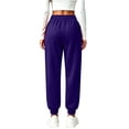 thumbnail image 4 of Pants for Women Stretchy Joggers with Pockets for Travel | Wide Leg Athletic Pants for Women Fashion Oversized Comfy Fitted Slacks for Work Purple M, 4 of 4