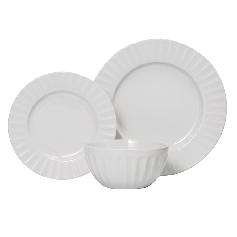 Fluted Stoneware Dinnerware Set, 12-Piece photo 1