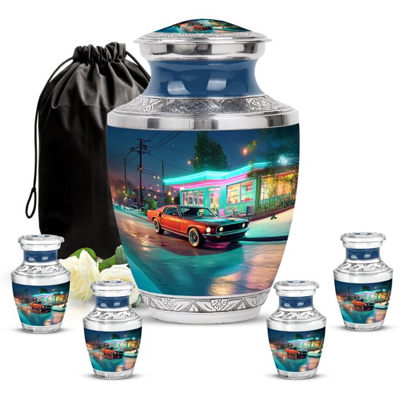 SABURIAL Car Urn - Memorial Urns For Adult Male & Female - Combo - 10 Inch Large With 3 Inch - Small Keepsake Urns For Ash - Burial Urn For Ashes - Funeral Keepsakes For Ashes