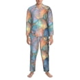 thumbnail image 3 of Sikiie Pastel Abstract Fluid Art Mens Pajama Set, Soft Warm Long Sleeve Sleepwear, Cozy Button-Down Pjs for Men-Small, 3 of 7