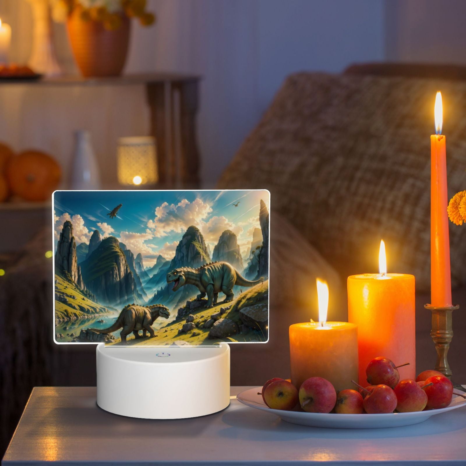 Kdxio Valley River Dinosaur Rectangular Acrylic Night Light Acrylic Sleep Night Light Friend Gifts for Birthday Gifts for Women Teens Boys Girls