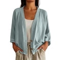 thumbnail image 2 of Yyeselk Women's 3/4 Sleeve Cotton Linen Cardigan Button Down Open Front Lightweight Casual Baggy Cardigans Gray XXL, 2 of 7