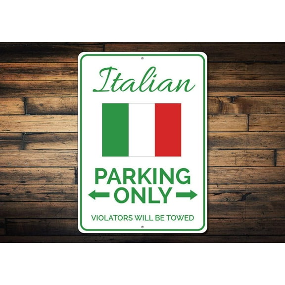 Italian Parking Novelty Decor, Metal Wall Sign - 10x14 Inches