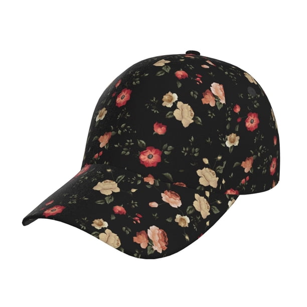 Fotbe Red White Flowers Gorro Clásico de Béisbol, Gorra Ajustable con Broche Snapback, Gorro de Exterior de Algodón Suave