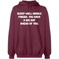 thumbnail image 2 of OXI Hoodie Sweatshirt - Sleep Well Middle Finger, Basic Casual Hoodie for Men's and Women Fleece Hoodie Long Sleeve - Maroon 3X-Large, 2 of 3