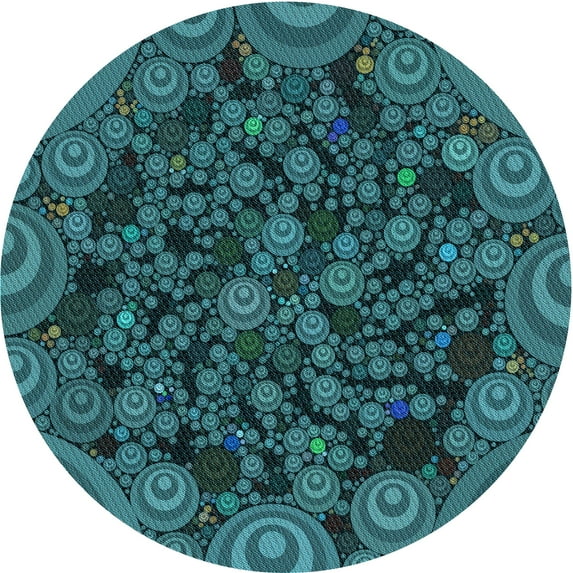 Ahgly Company Indoor Round Patterned Deep-Sea Blue Area Rugs, 5' Round