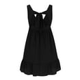 thumbnail image 4 of QUNYINEY Womens Dress Solid Sleeveless Casual Slip Dress Ruffle V Neck Backless Mini Sundress, 4 of 7