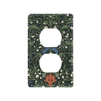 Yayeee Duplex Wall Plate 1-Gang 4.5"x2.7" Home Receptacle Light Switch Decorative Outlet Cover, Green Flowers Pattern
