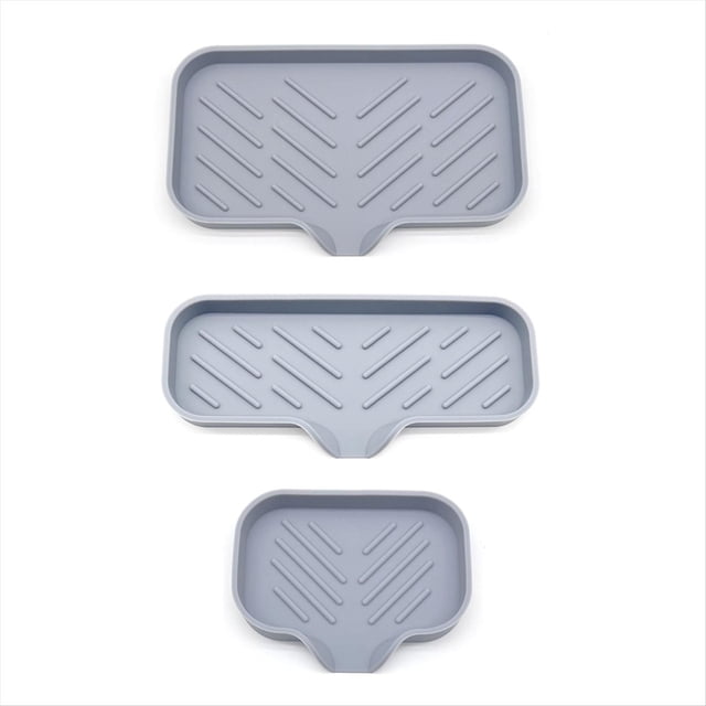 3 Uds. Alfombrilla de Silicona para Encimera, Almohadilla de Jabón para Drenaje, Jabonera para Baño