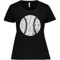 thumbnail image 3 of Inktastic Distressed Baseball in White Women's Plus Size T-Shirt, 3 of 5