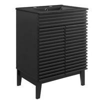 Modway Render Mid-Century Modern Wood Bathroom Vanity in Black