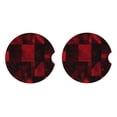 thumbnail image 4 of Round Ceramic Car Coasters 2 Pack Absorptive Clean Cork Bottom For Anti-Slip Use On Most Cars Darkred Geometric Patterns_2, 4 of 8