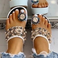 thumbnail image 6 of ZTTD Women's Thick Bottom Beading Button Toe Ring Slippers Platform Flip Flops Shoes White, 6 of 8