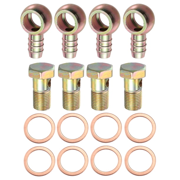 4 Juegos Coche Banjo para para MANguera Espiga Perno Montajes Metal con 18mm Arandelas