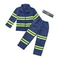 thumbnail image 3 of SonxaHe Little Boy's Outfits Halloween Party Fireman Role Play Long Sleeve Jacket Pants School Outfit Set,3-Piece Blue,Sized 5-6, 3 of 7