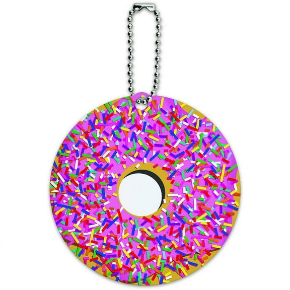 Pink Donut Sprinkles Round Luggage ID Tag Card for Suitcase or Carry-On