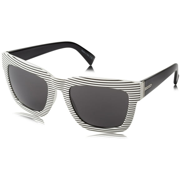 VonZipper Womens Juice Square Sunglasses, White Stripe Whitegrey, 57 mm