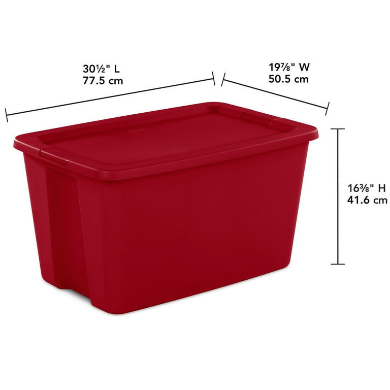 Sterilite 30 Gallon Tote Box Plastic, Infra Red, Set of 6