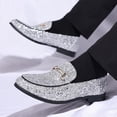 thumbnail image 5 of COSIDRAM Men's Glitter Dress Shoes Metallic Sequins Tuxedo Luxury Gold Buckle Loafers Slip-on Wedding Party Shoes, 5 of 6