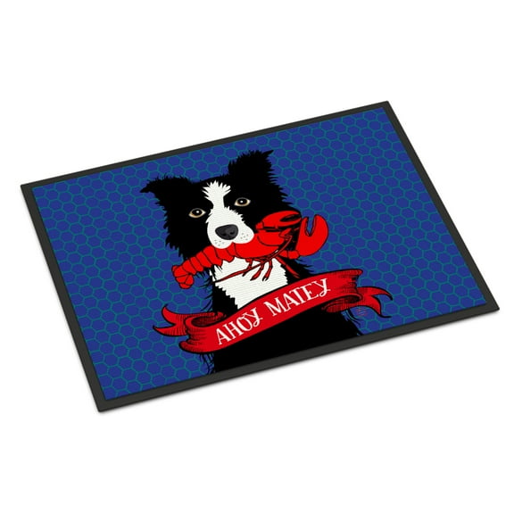 Ahoy Matey Nautical Border Collie Door Mat