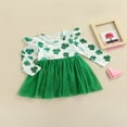thumbnail image 3 of CNKOO Robe Décontractée Printemps Automne pour Enfants Filles Saint-Patrick Manches Longues Imprimé Trèfle Robe en Tulle Verte 5-6 Ans, 3 of 8