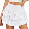 thumbnail image 4 of Jupe en Latex à Volants Taille Haute pour Femmes, Mini Jupe Fluide en Cuir Extensible, Jupe Plissée Doublée, Jupe Courte de Plage en Chiffon Décontractée, 4 of 7