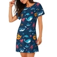thumbnail image 2 of Disketp Ocean Floor Animals para Camisón Corto de Manga Corta para Mujeres, Camisón Cómodo con Escote Redondo, Bonito y Confortable, 2 of 6