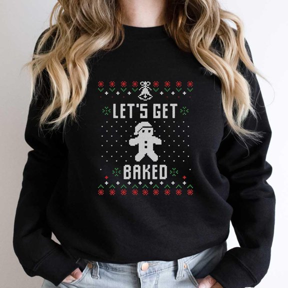 Let's Get Baked Funny Holiday Baking Pun Graphic - New Arrival SW14948 Unisex Sweatshirt, Up to Size 5XL