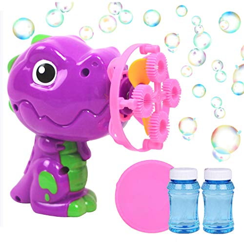 Q-BABY Dinosaur Bubble Gun Bubble Blower with 2 Bubble Solution Bubble Toys for Parties, Camping 
