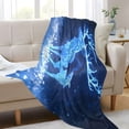 thumbnail image 6 of Fluorescent Cover blanket 70x55 inch frannel blanket Office nap blanket Camping blanket Bedding travel blanket Glow blanket Blue Elk, 6 of 8