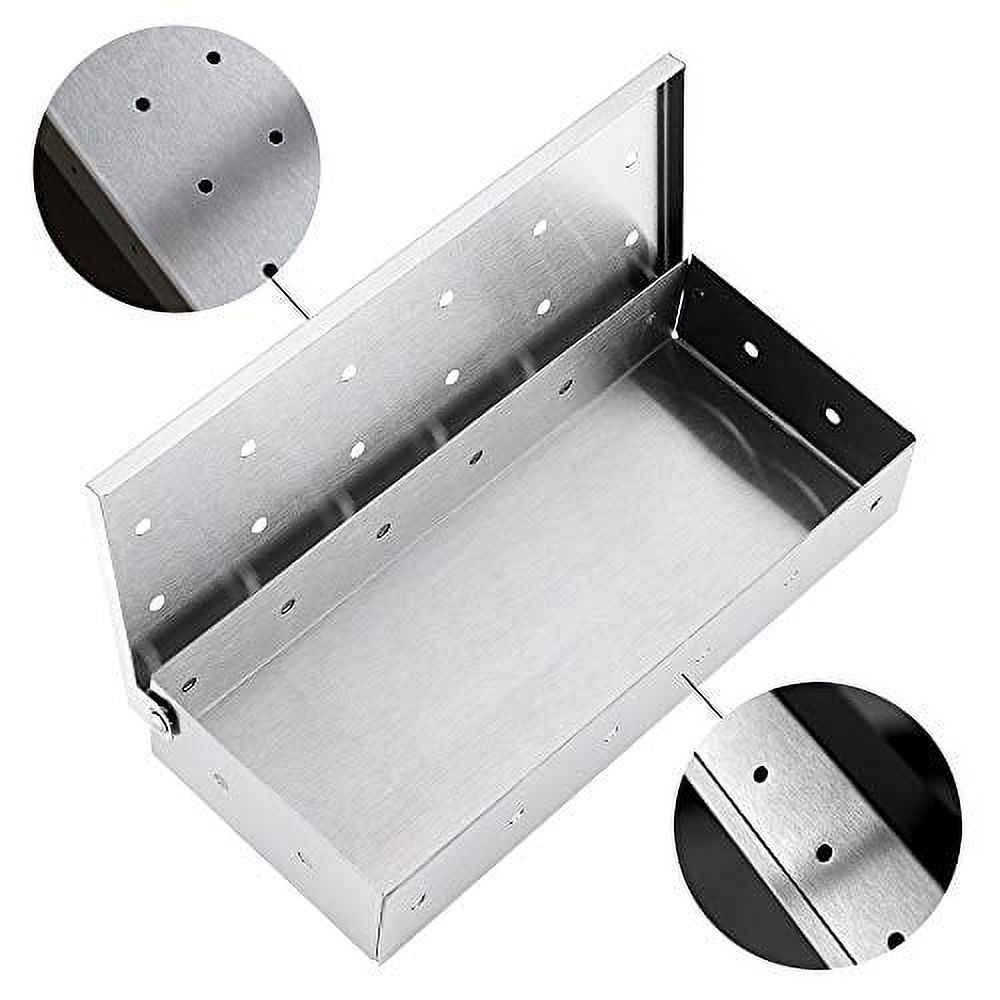 Latauar Smoker Box for BBQ Grill Wood Chips, Top Meat Smokers Box in Barbecue Grilling Accessories - 25% Thicker Stainless Steel Won't WARP - Barbecue Meat Smoking for Charcoal and Gas Grills. - image 2 of 3