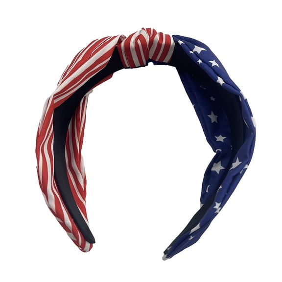pdqouc 4th of July Headband for Women Girls Fourth of July Knotted Headband Red Blue White Star Stripe Patriotic Hairband American Flag Independence Day Head Band Hair Accessories Gifts